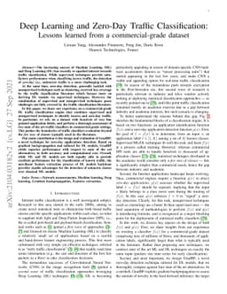 Deep Learning and Traffic Classification: Lessons learned from a
  commercial-grade dataset with hundreds of encrypted and zero-day applications