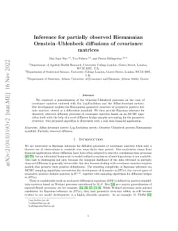 Inference for partially observed Riemannian Ornstein-Uhlenbeck
  diffusions of covariance matrices