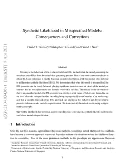 Synthetic Likelihood in Misspecified Models: Consequences and
  Corrections