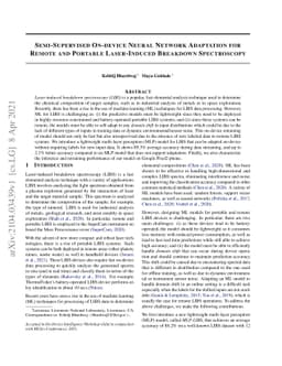 Semi-supervised on-device neural network adaptation for remote and
  portable laser-induced breakdown spectroscopy