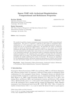 Sparse NMF with Archetypal Regularization: Computational and Robustness
  Properties