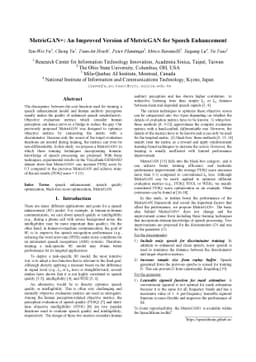 MetricGAN+: An Improved Version of MetricGAN for Speech Enhancement