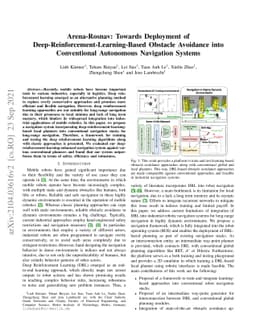 Arena-Rosnav: Towards Deployment of Deep-Reinforcement-Learning-Based
  Obstacle Avoidance into Conventional Autonomous Navigation Systems