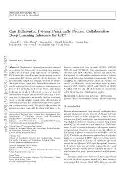 Can Differential Privacy Practically Protect Collaborative Deep Learning
  Inference for the Internet of Things?