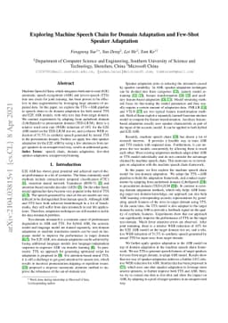 Exploring Machine Speech Chain for Domain Adaptation and Few-Shot
  Speaker Adaptation