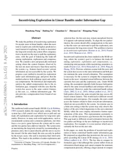 Incentivizing Exploration in Linear Bandits under Information Gap