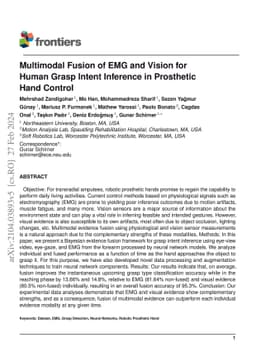 Multimodal Fusion of EMG and Vision for Human Grasp Intent Inference in
  Prosthetic Hand Control