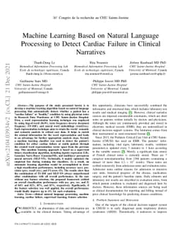 Machine Learning Based on Natural Language Processing to Detect Cardiac
  Failure in Clinical Narratives