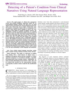 Detecting of a Patient's Condition From Clinical Narratives Using
  Natural Language Representation