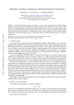 Optimal Market Making by Reinforcement Learning