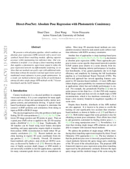 Direct-PoseNet: Absolute Pose Regression with Photometric Consistency