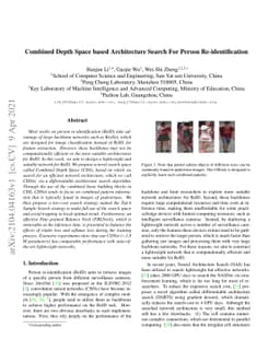 Combined Depth Space based Architecture Search For Person
  Re-identification