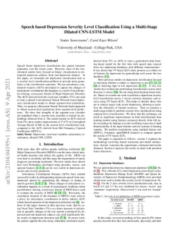 Speech based Depression Severity Level Classification Using a
  Multi-Stage Dilated CNN-LSTM Model