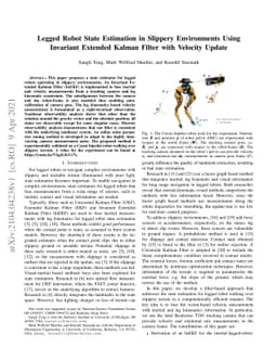 Legged Robot State Estimation in Slippery Environments Using Invariant
  Extended Kalman Filter with Velocity Update