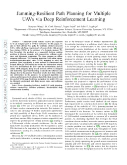 Jamming-Resilient Path Planning for Multiple UAVs via Deep Reinforcement
  Learning