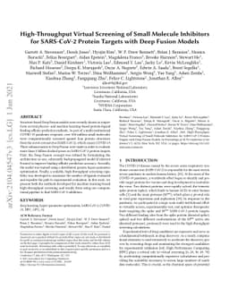 High-Throughput Virtual Screening of Small Molecule Inhibitors for
  SARS-CoV-2 Protein Targets with Deep Fusion Models