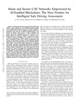 Smart and Secure CAV Networks Empowered by AI-Enabled Blockchain: The
  Next Frontier for Intelligent Safe Driving Assessment