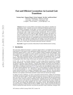 Fast and Efficient Locomotion via Learned Gait Transitions