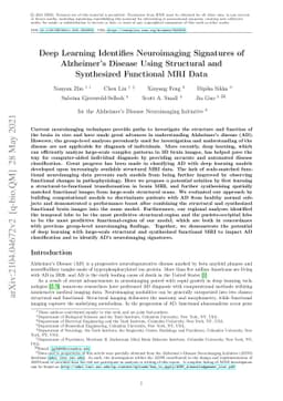 Deep Learning Identifies Neuroimaging Signatures of Alzheimer's Disease
  Using Structural and Synthesized Functional MRI Data