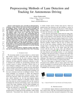 Preprocessing Methods of Lane Detection and Tracking for Autonomous
  Driving