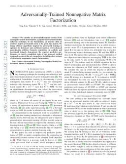 Adversarially-Trained Nonnegative Matrix Factorization