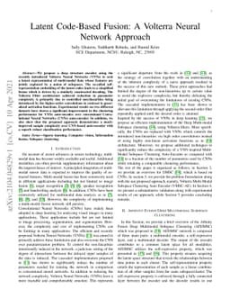 Latent Code-Based Fusion: A Volterra Neural Network Approach