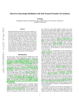Data-Free Knowledge Distillation with Soft Targeted Transfer Set
  Synthesis