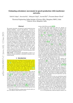 Estimating articulatory movements in speech production with transformer
  networks