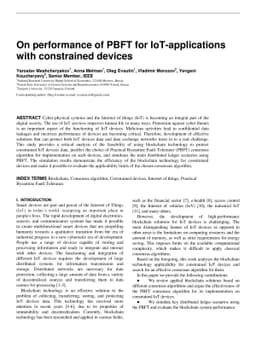 On performance of PBFT for IoT-applications with constrained devices