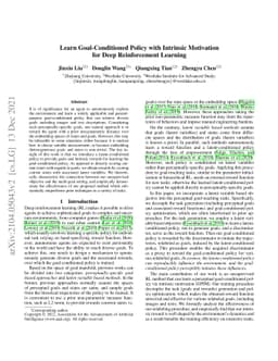 Learn Goal-Conditioned Policy with Intrinsic Motivation for Deep
  Reinforcement Learning