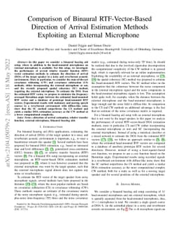Comparison of Binaural RTF-Vector-Based Direction of Arrival Estimation
  Methods Exploiting an External Microphone