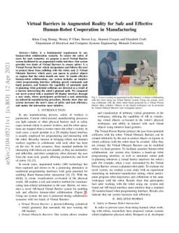 Virtual Barriers in Augmented Reality for Safe and Effective Human-Robot
  Cooperation in Manufacturing