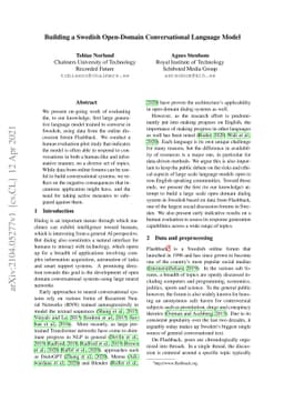 Building a Swedish Open-Domain Conversational Language Model