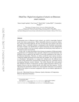 EtherClue: Digital investigation of attacks on Ethereum smart contracts