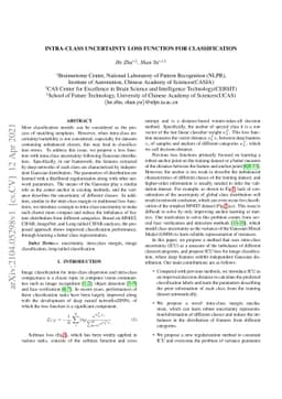 Intra-Class Uncertainty Loss Function for Classification