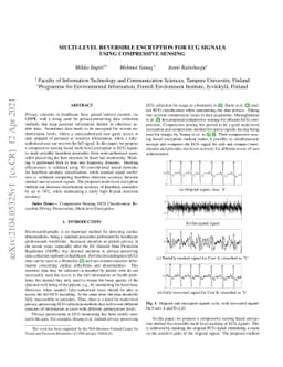 Multi-level reversible encryption for ECG signals using compressive
  sensing
