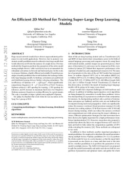 An Efficient 2D Method for Training Super-Large Deep Learning Models