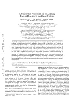 A Conceptual Framework for Establishing Trust in Real World Intelligent
  Systems