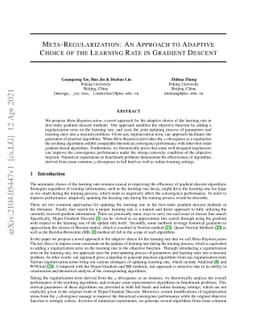 Meta-Regularization: An Approach to Adaptive Choice of the Learning Rate
  in Gradient Descent