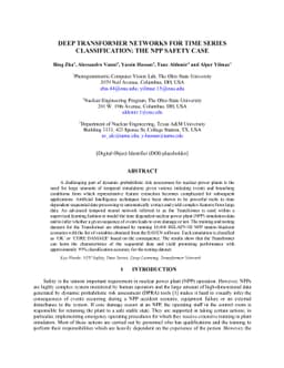 Deep Transformer Networks for Time Series Classification: The NPP Safety
  Case