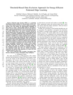 Threshold-Based Data Exclusion Approach for Energy-Efficient Federated
  Edge Learning