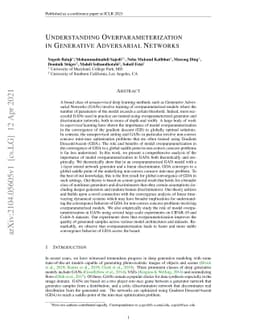 Understanding Overparameterization in Generative Adversarial Networks