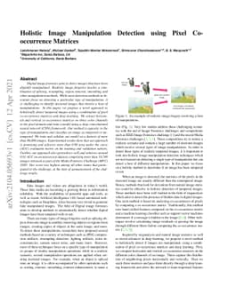 Holistic Image Manipulation Detection using Pixel Co-occurrence Matrices