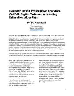 Evidence-based Prescriptive Analytics, CAUSAL Digital Twin and a
  Learning Estimation Algorithm