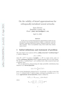 On the validity of kernel approximations for orthogonally-initialized
  neural networks