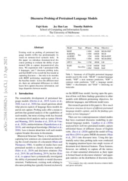 Discourse Probing of Pretrained Language Models