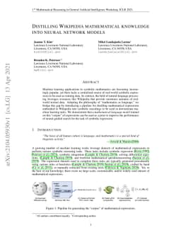 Distilling Wikipedia mathematical knowledge into neural network models