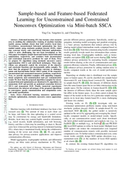 Sample-based and Feature-based Federated Learning for Unconstrained and
  Constrained Nonconvex Optimization via Mini-batch SSCA