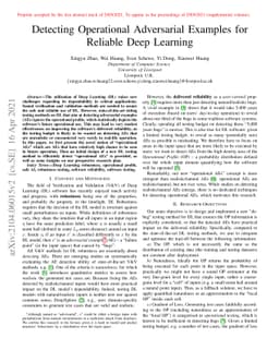 Detecting Operational Adversarial Examples for Reliable Deep Learning