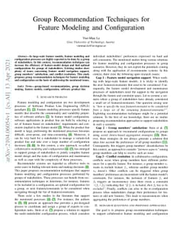Group Recommendation Techniques for Feature Modeling and Configuration